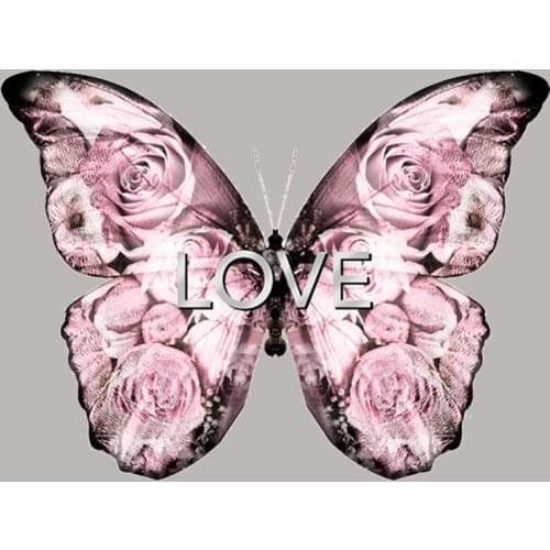 Pink Butterfly Custom Patch Vinyl Fashion Diy Tops Appliqued Heat Transfer Patches For Backpack Girl Dresses Diy Patch