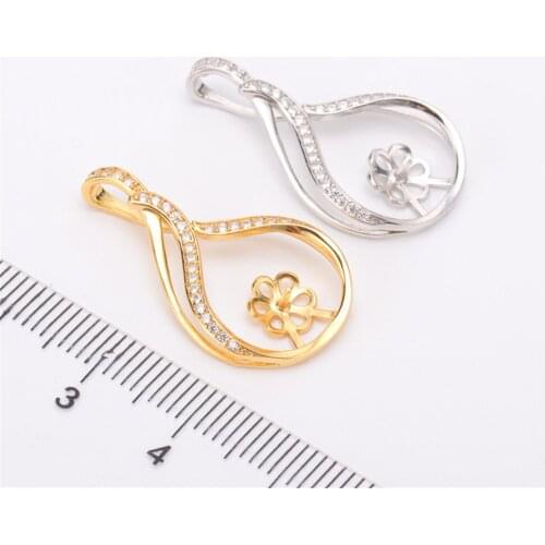 S925 Sterling Silver Screw Eye Pin Bail Top Drilled Beads End Cap For DIY Pearl Charm Pendant Connectors Jewelry Making