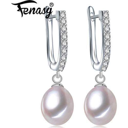 FENASY Pearl Jewelry earrings, natural Ethnic Pearl earrings for women, gift for Women fashion long earrings with box
