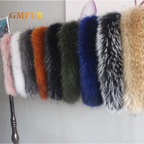 100% Winter Real Natural Raccoon Fur Collar Coats Luxury Warm Women Large Fur Scarves Female Neck Long Warm Genuine Fur Scarf