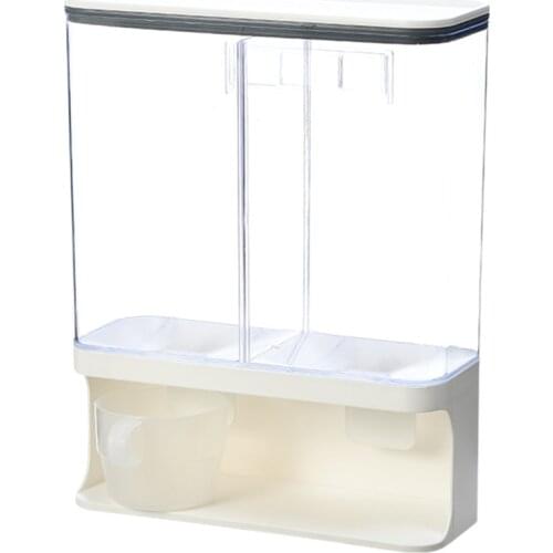 1/1.5/3L Wall Mounted Divided Rice Cereal Dispenser Kitchen Dry Food Container G6DB