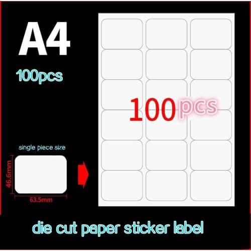 100 Pieces A4 Label Sticker A4 Printing Paper Matte Finsh Blank Within Die Cutting High Sticky Label Square Sticker