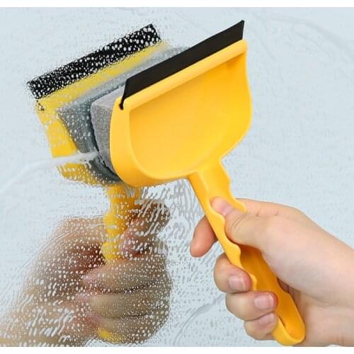 2 In1 Cleaning Brush Silicone With Blade Window Cleaner Wiper Brush Tool Squeegee Rubber Kitchen Car Glass Shower Cleaning Brush