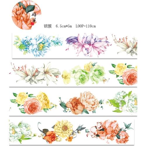 Washi Tape Roll Bloom Brocade Special Oil Release Line Drawing Watercolor journal