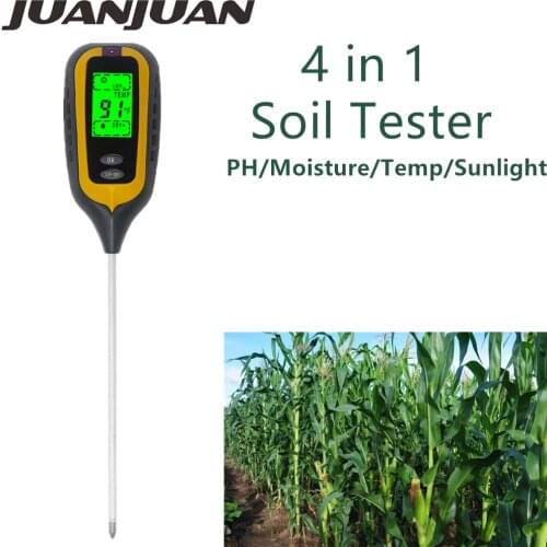Soil Tester 4 in 1 Soil PH Moisture Meter Thermometer Hygrometer Sunlight Monitor with Backlight For Garden Plant Test Tool 20