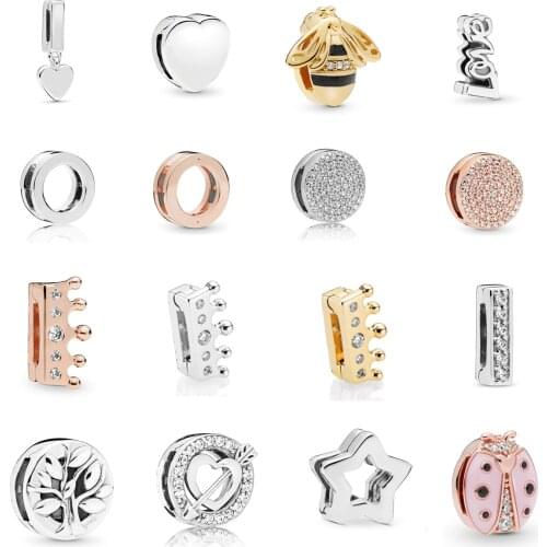 Free Shipping 925 Sterling Silver Reflexions Sparkling Clip Charms Crown Fit Original Pandora Bracelets For Women DIY Jewelry