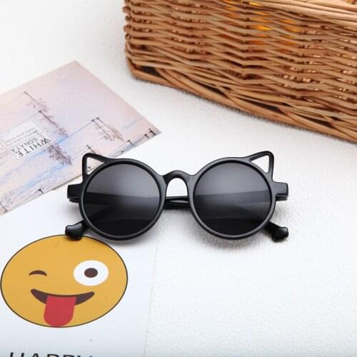 Kids Round Sunglasses Girls Boys Shiny Cat Ear Sun Glasses Lovely Cat Children Baby Eyewear Fashion Gradient Eyeglasses UV400