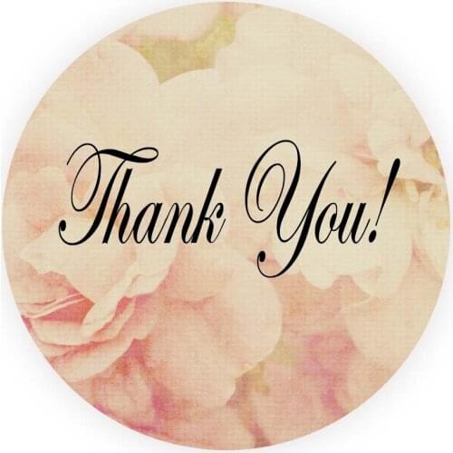 DouxArt 100pcs 40mm Thank You Stickers Seals Brown Flowers Wedding Party Decoration Communion Baptism Stickers Labels V001