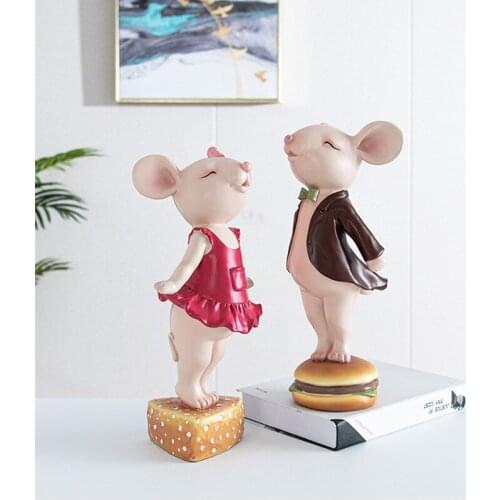 EUROPEAN MOUSE ART SCULPTURE RAT FIGURINE ANIMAL STATUE RESIN CRAFTS CREATIVE HOME DECORATION WEDDING GIFT R5033