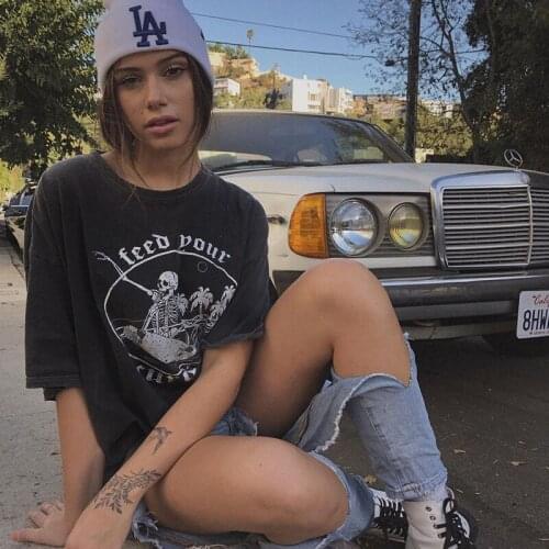 Oversized vintage Punk Gothic female T-Shirt Casual Tops Tee Short Sleeve HipHop O-Neck T-shirt Unisex Summer Streetwear Clothes