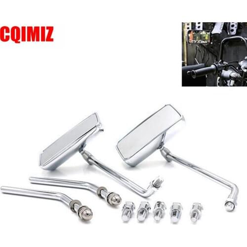 Chrome Square Motorcycle Rear View Mirrors 8mm 10mm Side View Mirror For Harley