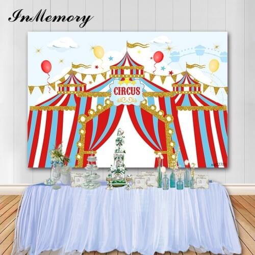 InMemory Circus Backdrops Red Curtains Carnival Birthday Party Banner Baby Shower Decor Photo Studio Backgrounds Photo Booth