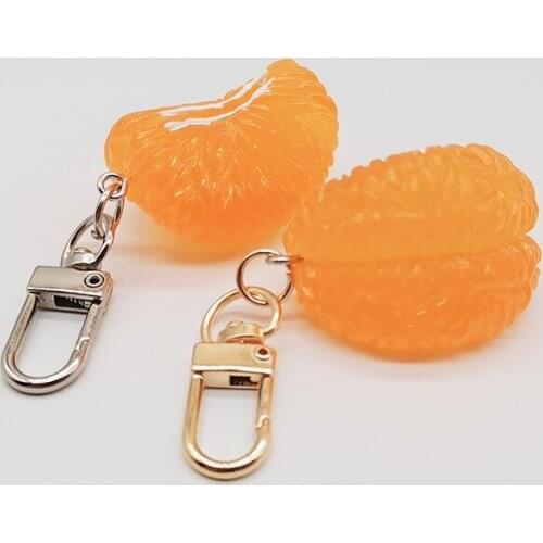 Resin Simulated Orange Keychain Keyring for Women Girl Fruit Jewelry Handbag Pendant Milk Tea Shop Activity Gifts