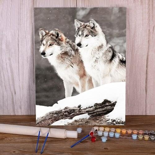 Wolf Animals Winter Painting By Numbers Set Acrylic Paints 50*70 Painting On Canvas New Design Adults Wall Art Drawing