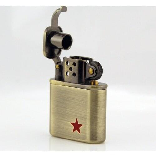 Five-pointed Star Creative High-grade Pure Copper Kerosene Lighter Smoking Accessories Gift for Men Rolling Tray Encendedores