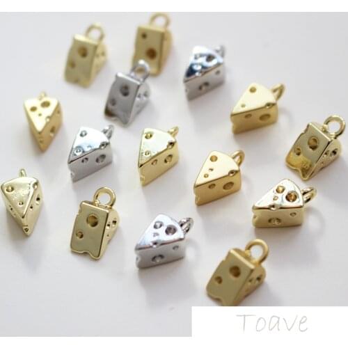 Who Moved My Cheese Small Delicacy Copper Plated 18K Real Gold Color Pendant DIY Ear Stud Bracelets Material Accessories