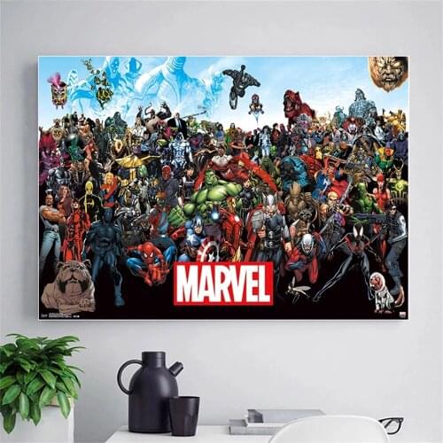 Marvel Superhero Canvas Watercolor Painting Classic Movie Final Battle Poster Wall Art Pictures Home Living Room Cuadros Decor