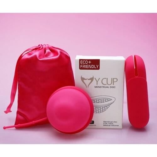 Reusable Disc Flat-fit Design Menstrual Cup With Extra-Thin Sterilizing Silicone Menstrual Disk Tampon