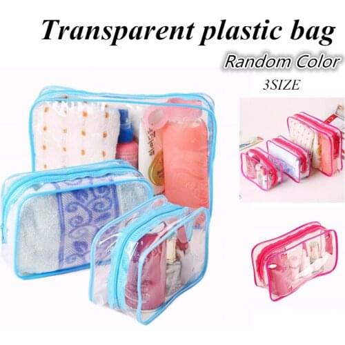 Fashion 3 Colors Travel Wash Bag Zip Pouch PVC Transparent Waterproof Clear Makeup Cosmetic Bag Toiletry Bags