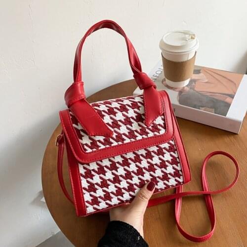 Youth Ladies Simple Versatile Bag Vintage Plaid Shoulder Crossbody Bag Women PU Leather Portable Totes Handbags