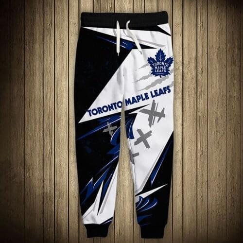 Toronto mens Casual Maple Leafs Sports Pants Black And White Splicing Graffiti Letter Tree Leaf Printing Sweatpants
