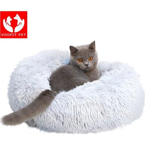 Super Pet Soft cat Bed Round Washable Long Plush Dog Kennel Cat House Velvet Mats Sofa For Dog bed Chihuahua Dog Basket Pet Bed