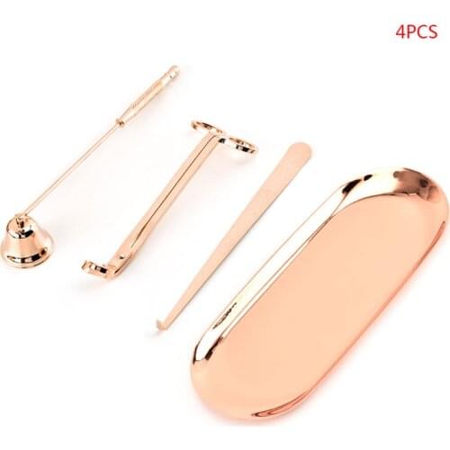 4 Pcs Candle Accessory Set Snuffer Wick Trimmer Dipper Tray Plate Scissor Cutter X4YE