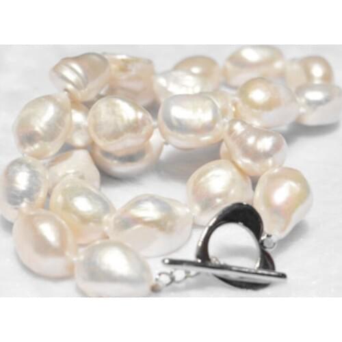 Fine jewelry charming 9-10 mm white baroque pearl necklace dorp shippingh