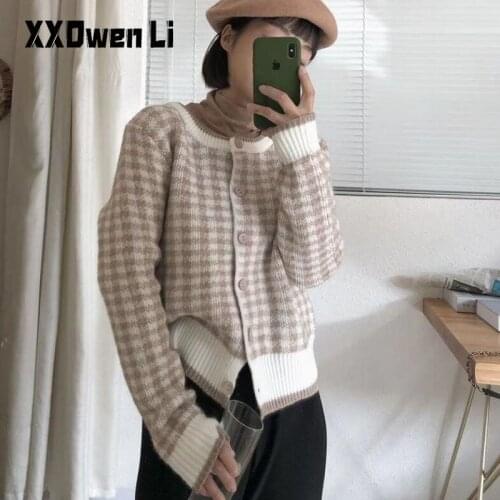 Autumn Korean Retro O-Neck Wool Knit Cardigan Sweater Women Fashion Long Sleeve Sweater Jacket Woman Casual Buttons Sweater Top