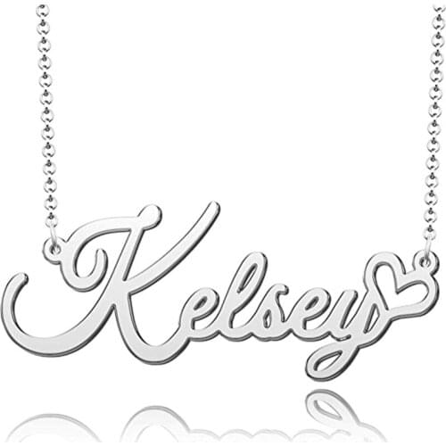 Noelia Custom Name Necklace Love Heart Custom Necklace Personalized Mom Bridesmaid Gift with Curb Link Chain