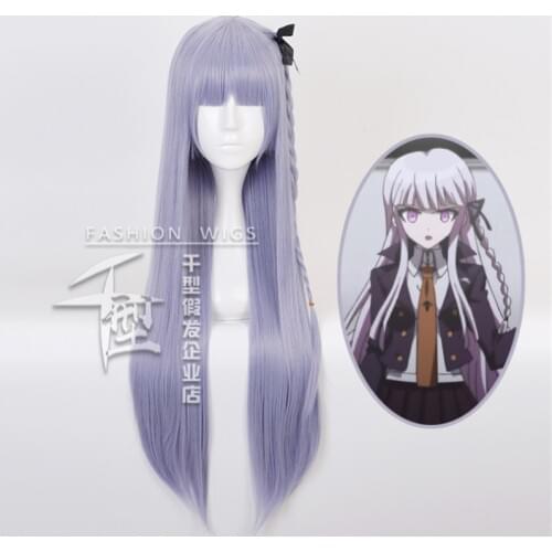 Danganronpa: Trigger Happy Havoc Cosplay Kirigiri Kyouko Role Playing Wigs Halloween Cosplay Women Mixed Purple 80cm