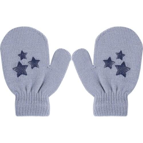 Winter Warm Baby Knit Soft Gloves Stars Love Heart Kids Boys Girls Mittens Gloves White Blue Gray Accessories