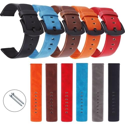 Metal Classic Buckle Genuine PU Leather Watch Strap 18mm 20mm 22mm 24mm Retro Leather Watch Band Women Men Bracelet Wristbands
