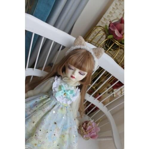 BJD Doll Dress for 1-3 1-4 1-6 size fashionable teal dress headgear doll accessories