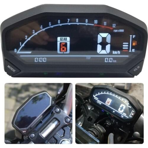 YG150-23 Universal Motorcycle LED LCD Speedometer Digital Odometer Tachometer for 1,2,4 Cylinders Adjut