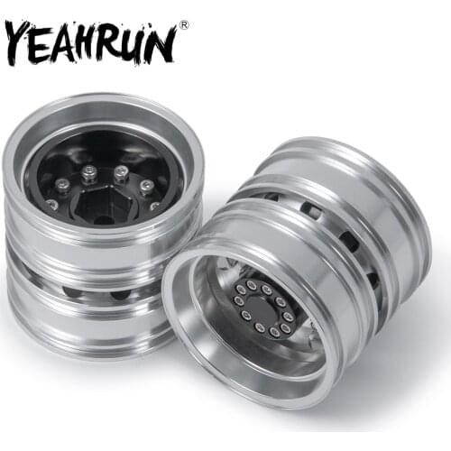 YEAHRUN 1/2/4Pcs Aluminum Alloy Rear Wheel Rims Hubs for Tamiya 1/14 RC Climbing Cargo Tractor Trailer Truck Upgrade Parts