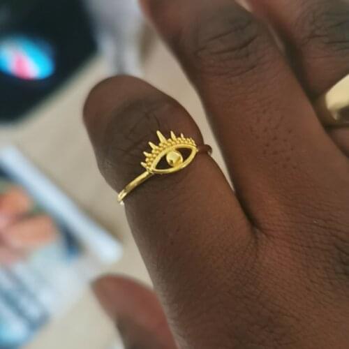 Eye of Evil Ring For Women Stainless Steel Open Cuff Finger Rings Adjustable Fashion Vintage Minimalism Birthday Jewelry Gift