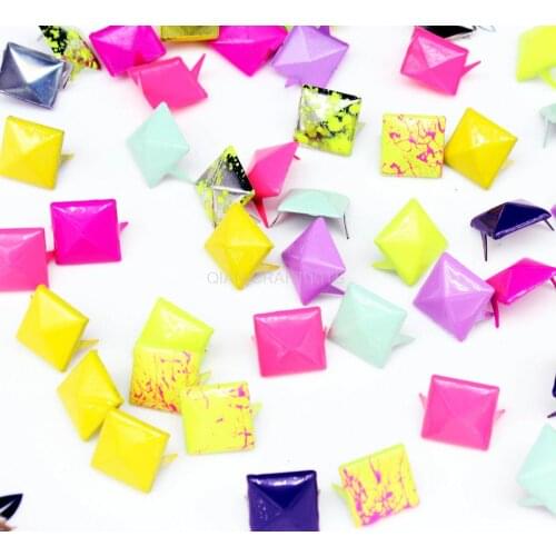 1000pcs 2 Prongs 1/2" (12mm) Assorted Color Nailhead Pyramid Studs Cellphone Case Deco Leathercraft Project Handbag Bracelet