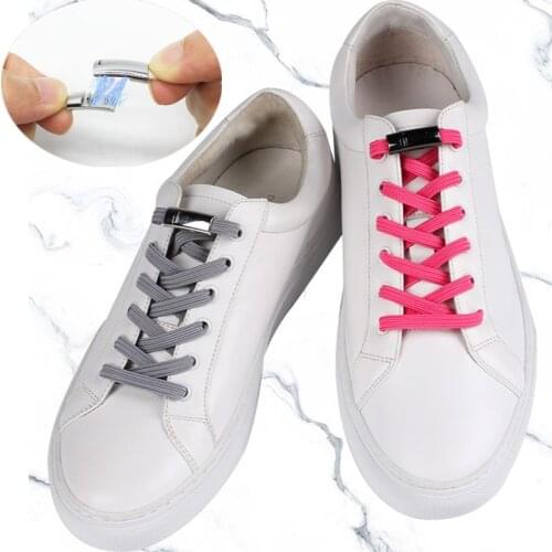 2Pcs Unisex Metal Magnetic ShoeLaces Locking Elastic Sneakers Laces for Adult Kids Magnetic Shoe Laces Free Tie Laces Strings