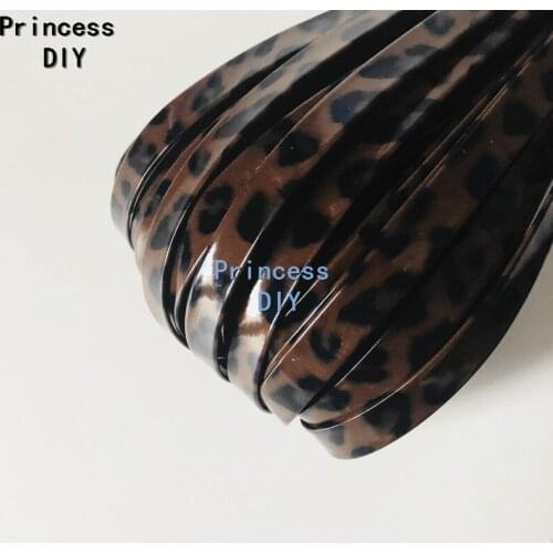 5M/L 3/8'' Coffee Brown Leopard Ribbon 10mm Faux PU Leather Ribbon Cord Bias DIY Chocker Collar Book Planner Accessory Material