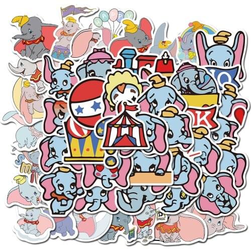 50Pcs Disney Dumbo Cartoon Pattern Waterproof Stickers Notebook Computer Skateboard Water Cup Suitcase Bedroom Graffiti DIY Toys