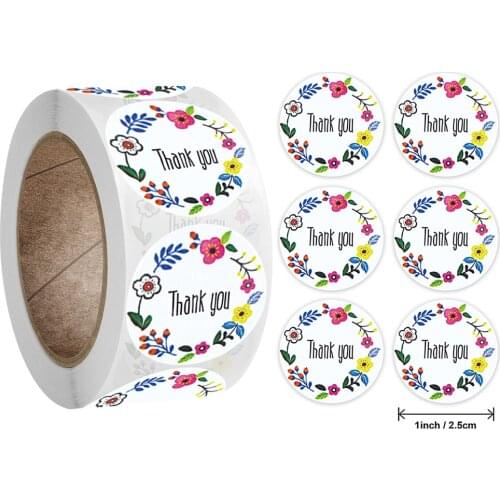 500pcs/roll 2.5cm Cute Wreath Thank You Stickers Christmas Gift Saling Label Decoration Journal Palnner Srtationery Stciker