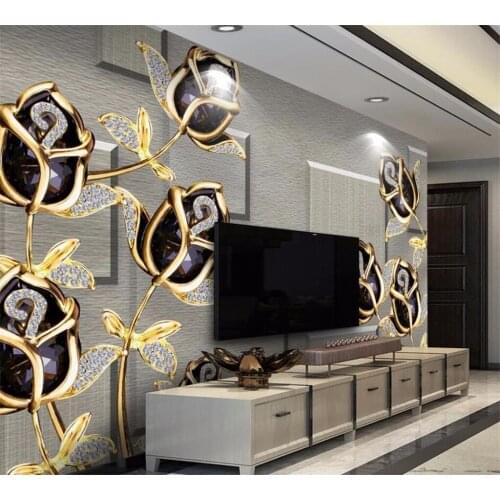 Beibehang Custom fresco wallpaper any size 3D luxury three-dimensional relief jewelry tulip TV background wall 3d wallpaper