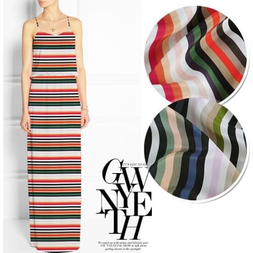 CNUM SCD079 100% Natural Silk Crepe De Chine/Colorful Stripes/Silk Fabric /Width 1.42yd Thickness 12mm