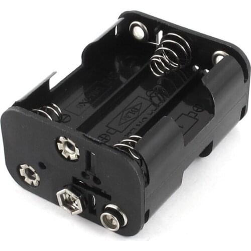 Double Side Spring 6 x 1.5 V AA Battery Holder Case Box Black
