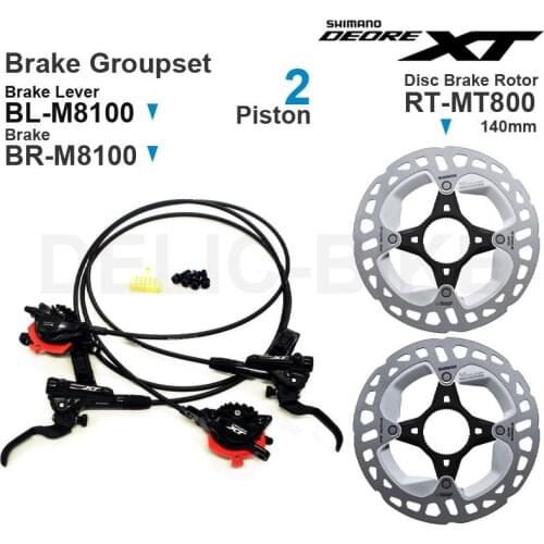SHIMANO DEORE XT M8100 Hydraulic Disc Brake Groupset Brake Lever 2-Piston Brake Caliper and MT800 Brake Rotor 203/180/160/140 mm