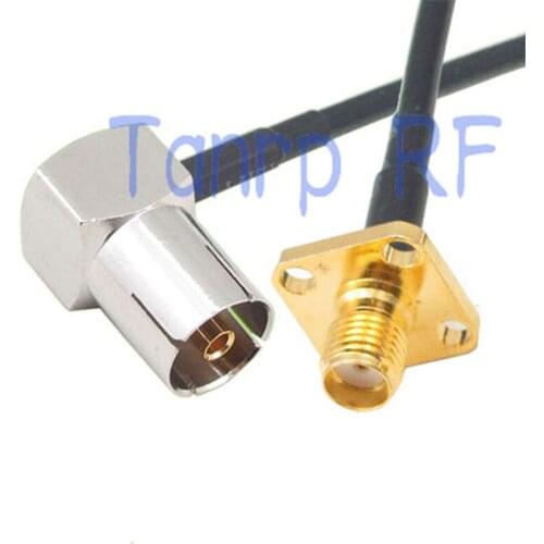 50CM Pigtail coaxial jumper RG174 cable 20in TV female right angle 90 degree to SMA female with 4 hole panel amount RF adapter
