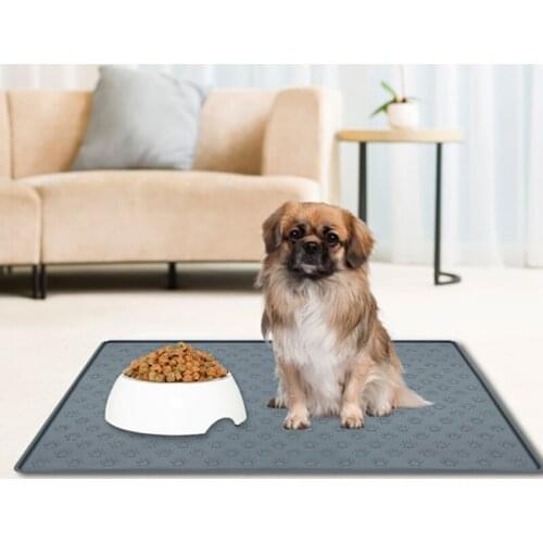 Pet Dog Mats Non-Slip Training Pads Dog Footprint Printed Silicone Mat Waterproof Pet Food Pad Pet Bowl Feeding Placemat Supply