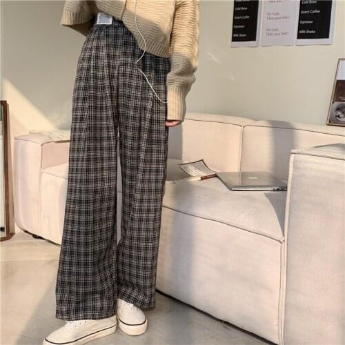 LOSTOUSES Women's Plaid Trousers