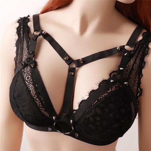Fashionable Spandex Harness New Design Women Cage Bra Polyester Body Harness Belt Gothic Crop Top Bondage Harness Lingerie